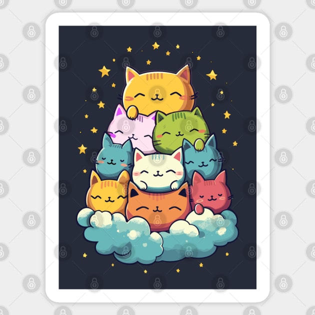 Pile Of Cats Sticker by Nerd_art